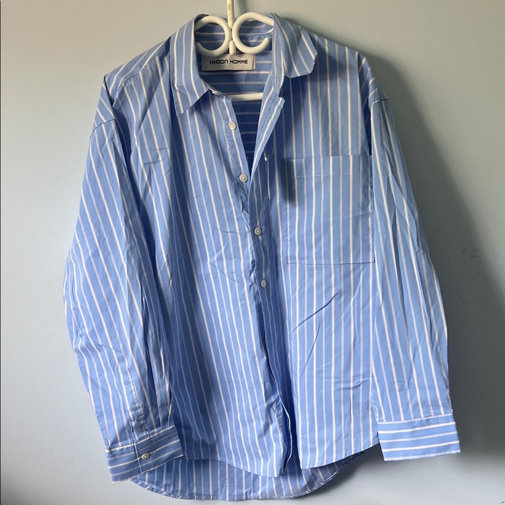 Simons Blue and White Striped Button-Down Shirt